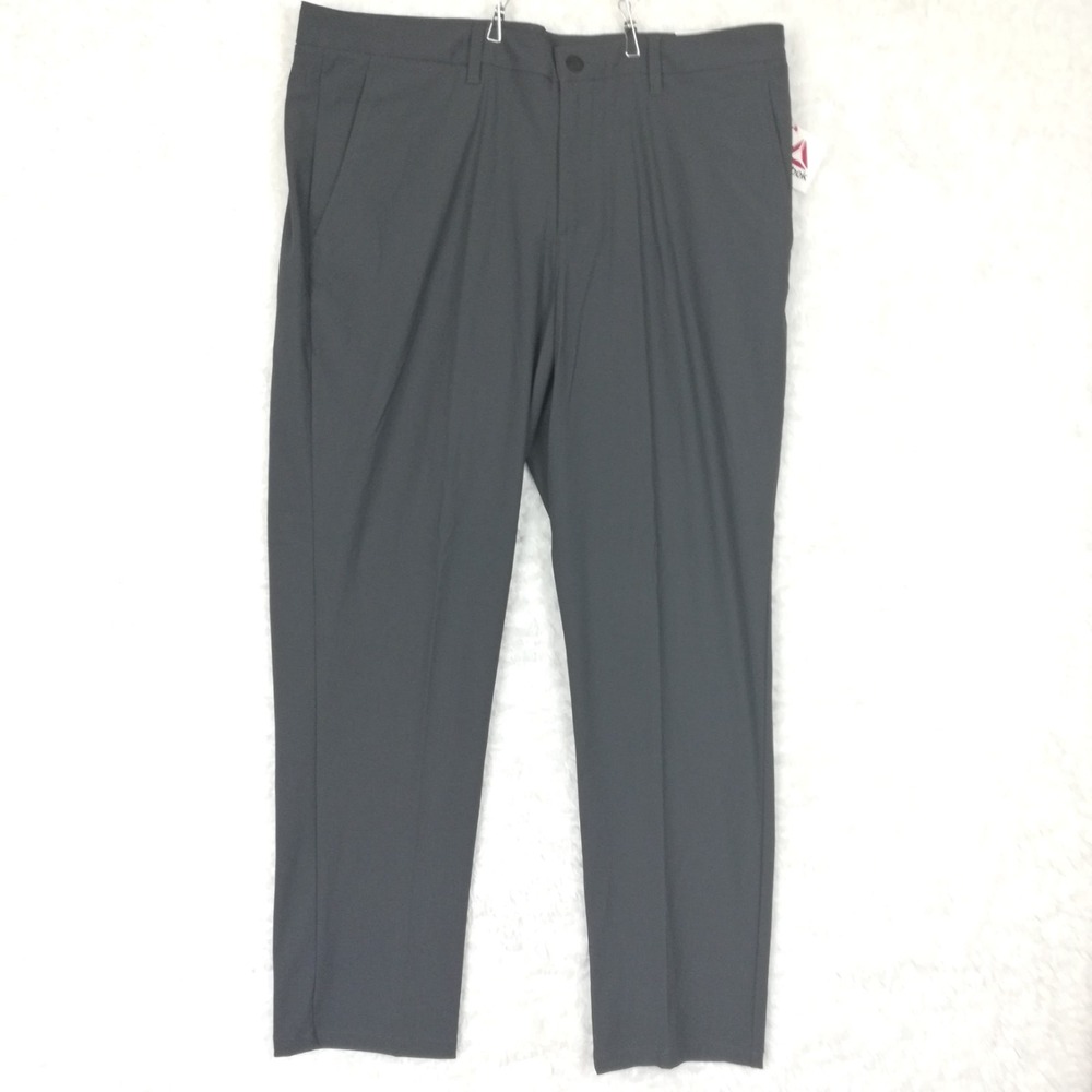 Reebok Mens Pants 5 Pocket Tapered Ebony Gray Moisture Wicking 40x32 New